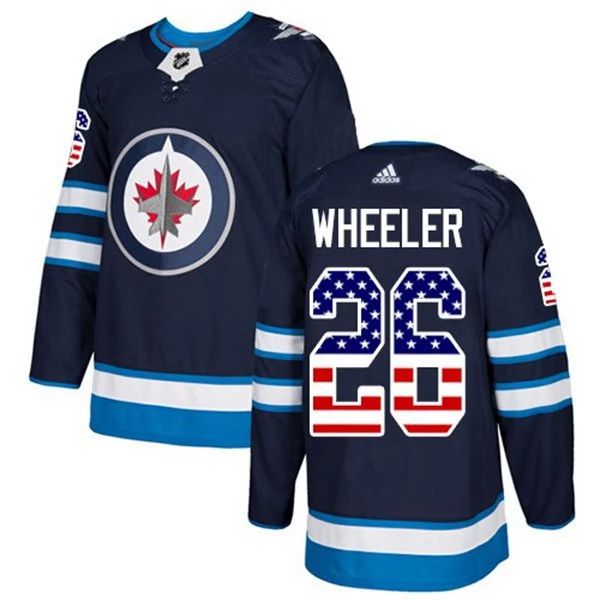 Kinder Winnipeg Jets Eishockey Trikot Blake Wheeler 26 Navy USA Flag Fashion Authentic